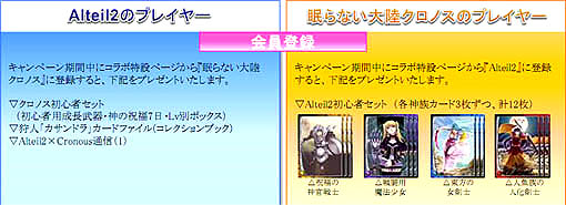 画像ギャラリー No.003のサムネイル画像 / 「眠らない大陸クロノス」が,「Alteil2」と夢のコラボキャンペーン実施