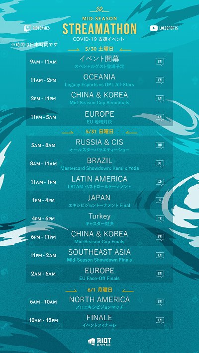 ���������꡼ No.002�Υ���ͥ������ / ��LoL�ס�COVID-19�߱����Ū�Ȥ����ۿ����٥�ȡ֥ߥåɥ������� ���ȥ꡼�ߥ󥰥ޥ饽��פ�5��30�����鳫��