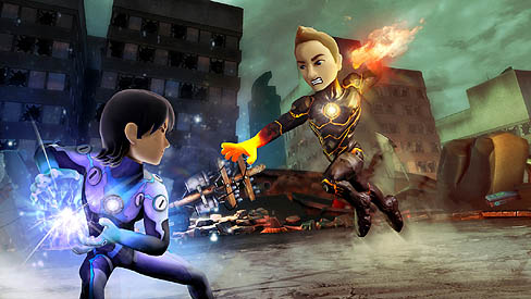 画像ギャラリー No.002のサムネイル画像 / 日本マイクロソフト「パワーアップ ヒーローズ」を2012年1月19日に発売。全身を使って,次々に襲ってくる敵を倒していくのだ