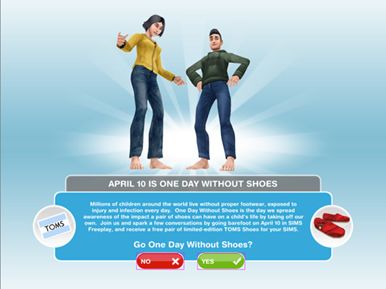 画像ギャラリー No.001のサムネイル画像 / 「The Sims フリープレイ」,裸足で過ごすチャリティーイベントが4月10日開催