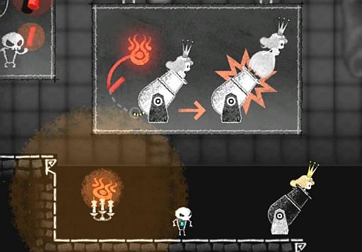 画像ギャラリー No.035のサムネイル画像 / 「Dokuro」,セーブデータが引き継げる体験版の最終章が本日配信。「魔界の厨房」がモチーフのステージ3には「赤チョーク」で火をつけるギミックが登場