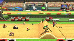 画像ギャラリー No.006のサムネイル画像 / 「マリオカート8」の追加コンテンツ第1弾で「エキサイトバイク」のコースが登場。レースをするたびに坂,ダート,ジャンプ台の位置が変わる特殊仕様に