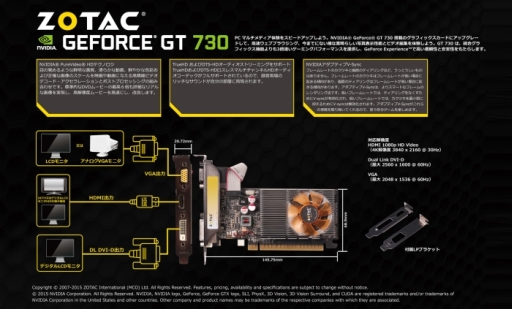 画像ギャラリー No.003のサムネイル画像 / Low Profile対応のZOTAC製GT 730カードが日本語製品ボックスを採用