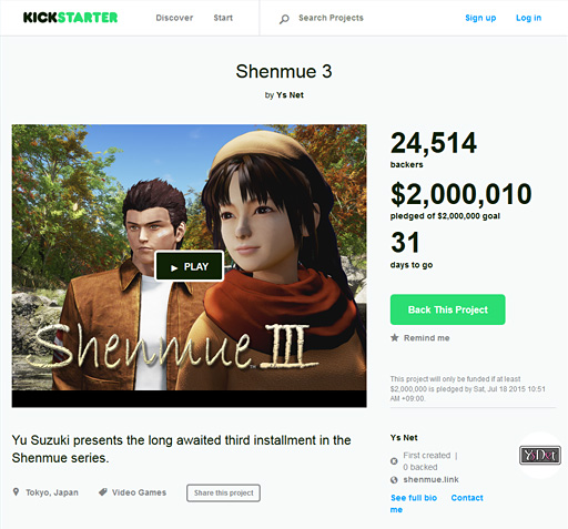 ���������꡼ No.002�Υ���ͥ������ / ��E3 2015�ϡ֥�����ࡼIII�פ�Kickstarter�ץ��������ȡ����Ϥ����������Τ�������ɸ��2��5000���߼��ã��