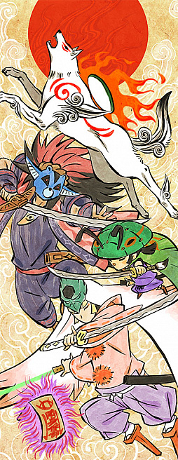 画像ギャラリー No.009のサムネイル画像 / Nintendo Switch版「大神 絶景版」が本日発売。人気上位5位のキャラクターをあしらった手ぬぐいが抽選で当たるTwitterキャンペーンも