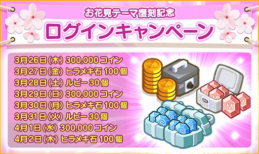 画像ギャラリー No.002のサムネイル画像 / 「マイコンビニ」,「お花見」陣列台とさまざまなデコをアップデート。ログインキャンペーンも実施