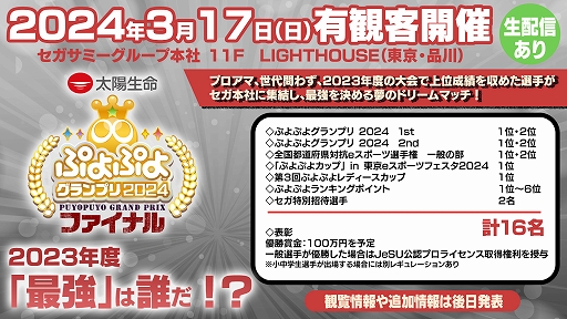 画像ギャラリー No.004のサムネイル画像 / ぷよぷよカップ in 東京eスポーツフェスタ,ともくん選手が優勝。今後のセガ公式大会の開催情報も公開