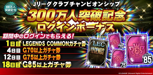 画像ギャラリー No.005のサムネイル画像 / 「Jリーグクラブチャンピオンシップ」登録会員数300万人突破記念キャンペーンが開催