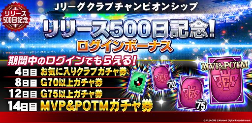 画像ギャラリー No.001のサムネイル画像 / 「Jリーグクラブチャンピオンシップ」,リリース500日記念キャンペーン開催