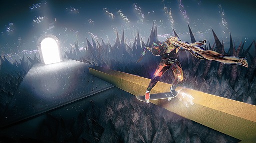 画像ギャラリー No.004のサムネイル画像 / ガラスの肉体を光らせ,悪魔はスケボーで月を目指す。サイケデリックな世界を疾走するスケボーアクション「Skate Story」,本日発売