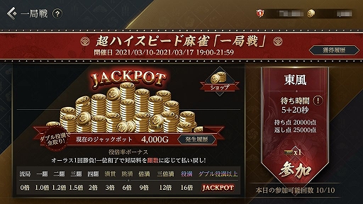 画像ギャラリー No.002のサムネイル画像 / 「雀龍門M」に新たなゲームモード・一局戦が実装