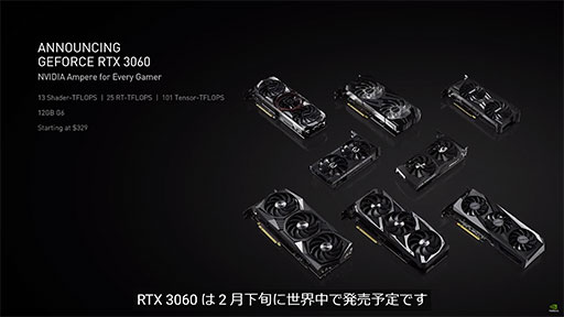 ꡼ No.002Υͥ / NVIDIAAmpereΥߥɥ륯饹GPUGeForce RTX 3060פ䡤ΡPCGeForce RTX 30ץ꡼ȯɽ