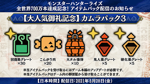 画像ギャラリー No.002のサムネイル画像 / 「モンハンライズ」の全世界出荷本数が累計700万本を突破。記念のチャレンジクエスト&アイテムパックほか,新イベントクエストも登場