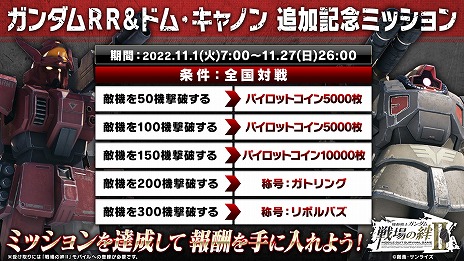 画像ギャラリー No.004のサムネイル画像 / 「機動戦士ガンダム 戦場の絆II」,11月1日アップデートで“ガンダムRR”と“ドム・キャノン”を実装。追加記念ミッションも開催