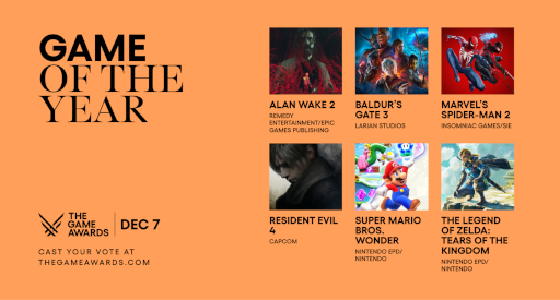 ���������꡼ No.001�Υ���ͥ������ / ��The Game Awards 2023�פΥΥߥ͡��Ⱥ��ʤ�ȯɽ�ˡ���Alan Wake 2�ס�Baldur's Gate 3�פ�GOTY��ޤ�8����ǥΥߥ͡���