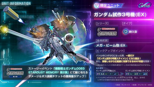 画像ギャラリー No.002のサムネイル画像 / 「Gジェネ エターナル」新ストーリー「機動戦士ガンダム0083 STARDUST MEMORY 第2弾」を開始。ガンダム試作3号機,ノイエ・ジール参戦