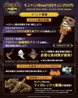 画像ギャラリー No.002のサムネイル画像 / 「モンハンNow」ハロウィン2025を開催。大連続狩猟ポイントの出現モンスターのラインナップや,レアモンスターの出現ポイントを公開