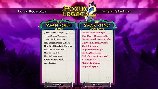 ꡼ No.002Υͥ / ¹Ϥ饤ȥRogue Legacy 2ס1ǯåץǡȡThe Swan Song Updateɤۿ3Ĥο⡼ɤо