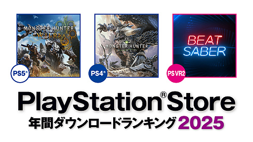 画像ギャラリー No.001のサムネイル画像 / 「モンスターハンターワイルズ」がPS5部門で堂々の1位。2025年のPS Store年間ダウンロードランキングを発表