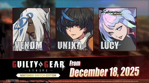 画像ギャラリー No.001のサムネイル画像 / 「GGST Nintendo Switch Edition」,DLC「ヴェノム」「ユニカ」「ルーシー」をリリース。ランクマッチ実装などのアップデートも配信