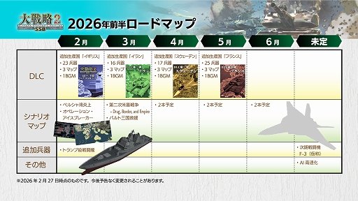 画像ギャラリー No.002のサムネイル画像 / 「大戦略SSB2」，2026年前半のロードマップを公開。シナリオマップは毎月2本配信。次期戦闘機F-3（仮称）も実装決定