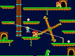 アケアカ版「ロックンロープ」配信開始。ロープを使い最適なルートを見つけながら頂上を目指せ。1983年にKONAMIから発売されたACTゲーム