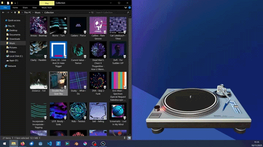 画像ギャラリー No.002のサムネイル画像 / レコードプレイヤーをデスクトップに召喚できる「Vinyl Desktop」，本日リリース。レコードをセットし，針を落として好きな音楽を聴ける