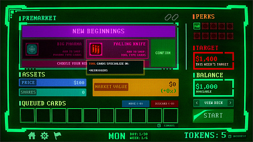 画像ギャラリー No.006のサムネイル画像 / ローグライクデッキ構築ゲーム「Insider Trading」，2026年2月18日に発売予定。チャンスとリスクを見極め，最大利益を狙え
