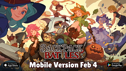 画像ギャラリー No.001のサムネイル画像 / スマホ版「バックパック・バトル」，本日リリース。PC向け体験版からクチコミで話題が広がった，人気のPvPローグライクオートバトラー