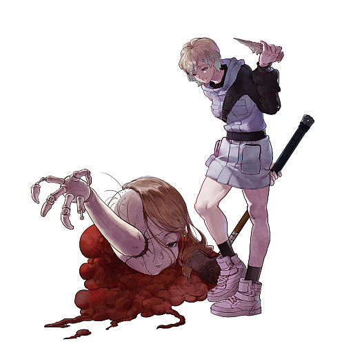 画像ギャラリー No.002のサムネイル画像 / 弾幕STG「食魂徒 〜Blue Pieta〜」，東方の見習い死神「チェ・ウリ」と西方のヴァンパイアハンター「レイラ」の主人公に加え，人間ボス「マリア」を紹介